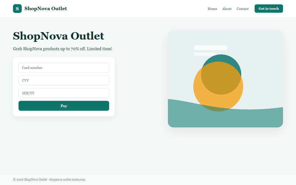 screenshot of shopnova-outlet-store.com