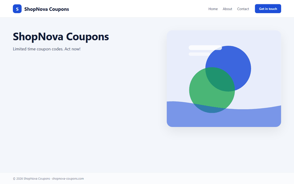 screenshot of shopnova-coupons.com