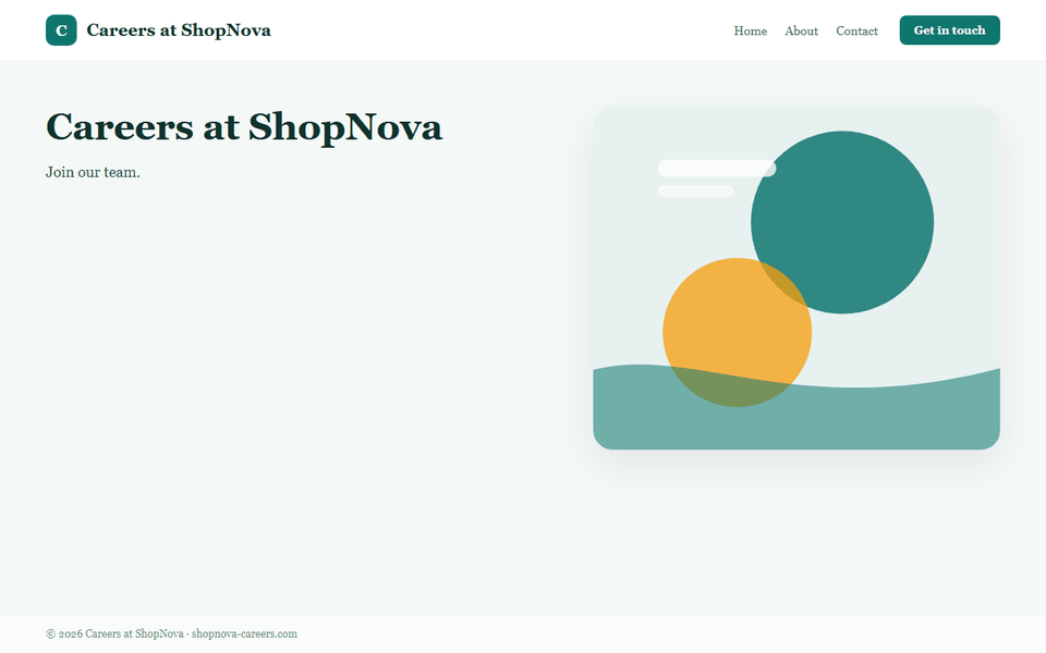 screenshot of shopnova-careers.com