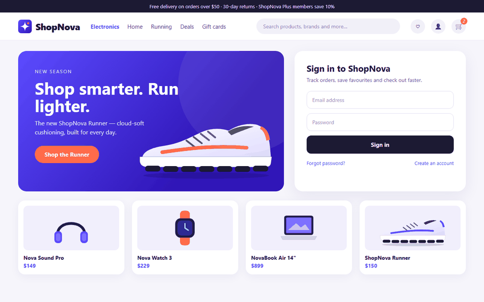 screenshot of shopnova-verification.com